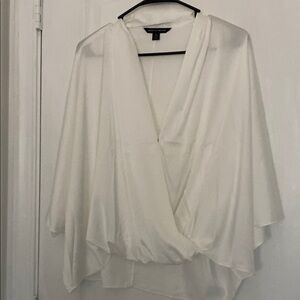 Boston Proper Cream Wrap Blouse Relaxed Fit